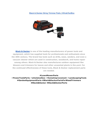 Black & Decker String Trimmer Parts _ WholeToolBox