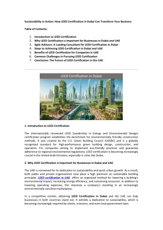 Sustainability in Action: How LEED Certification in Dubai Can Transform Your Bus