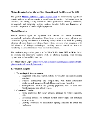 Motion Detector Lights Market Size, Share, Growth And Forecast To 2030