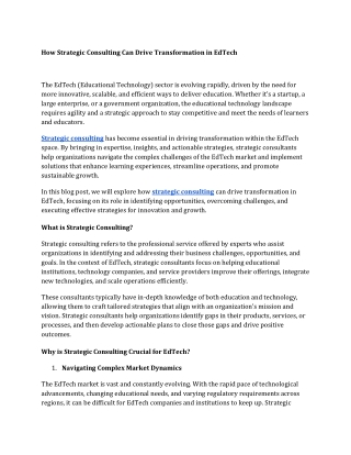 How Strategic Consulting Can Drive Transformation in EdTech