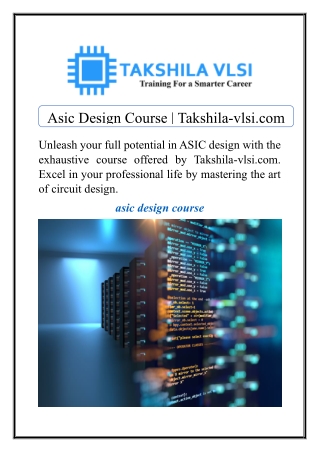 Asic Design Course | Takshila-vlsi.com
