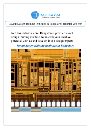 Layout Design Training Institutes In Bangalore | Takshila-vlsi.com