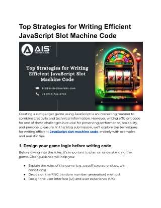 Top Strategies for Writing Efficient JavaScript Slot Machine Code