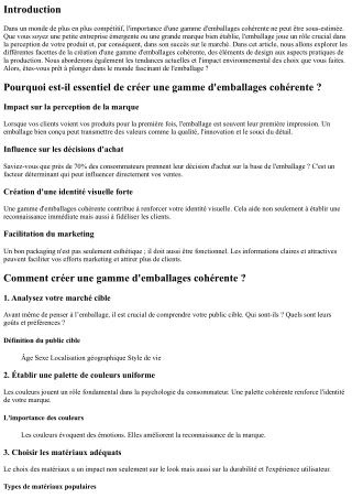 Comment créer une gamme d'emballages cohérente ?