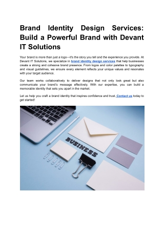 Brand Identity Design Services_ Build a Powerful Brand with Devant IT Solutions