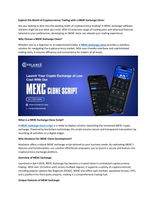 MEXC Clone Script - Your Gateway to Cryptocurrency Success
