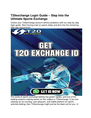 T20exchange Login Guide – Step Into the Ultimate Sports Exchange