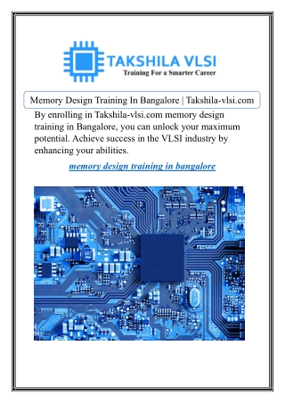 Memory Design Training In Bangalore | Takshila-vlsi.com
