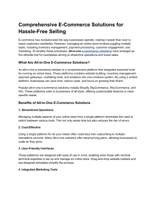 All-in-One E-Commerce Solutions for Easy Selling