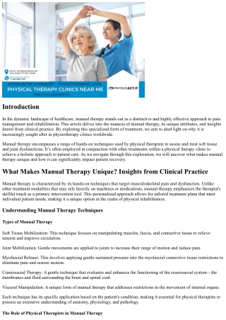 “What Makes Manual Therapy Unique? Insights from Clinical Practice”