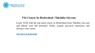 Vlsi Course In Hyderabad Takshila-vlsi.com