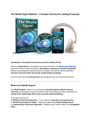 The Wealth Signal Method – A Simple Formula for Lasting Prosperity