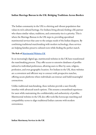 Indian Marriage Bureau in the UK_ Bridging Traditions Across Borders