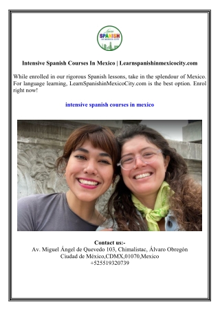 Intensive Spanish Courses In Mexico  Learnspanishinmexicocity.com