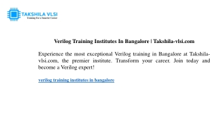 Verilog Training Institutes In Bangalore Takshila-vlsi.com