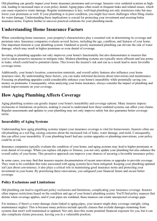The Impact of Old Plumbing on Your Home's Insurance