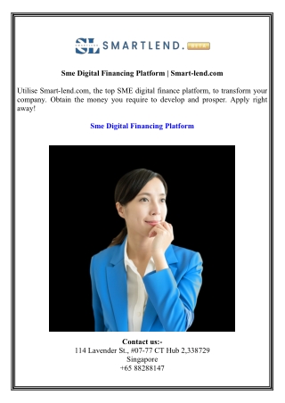 Sme Digital Financing Platform  Smart-lend.com