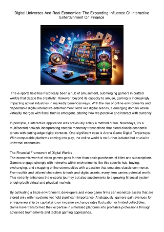 DigitalUniversesAndRealEconomiesTheExpandingInfluenceOfInteractiveEntertainmentOnFinance