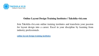 Online Layout Design Training Institutes Takshila-vlsi.com
