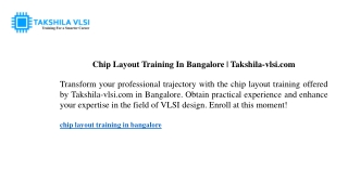 Chip Layout Training In Bangalore Takshila-vlsi.com