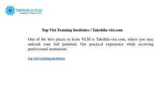 Top Vlsi Training Institutes Takshila-vlsi.com