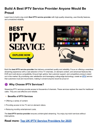 Build A Best IPTV Service Provider Anyone Would Be Proud