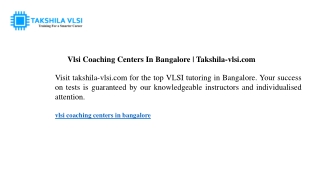 Vlsi Coaching Centers In Bangalore Takshila-vlsi.com