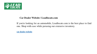 Car Dealer Website Leadlocate.com