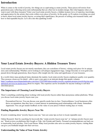 Your Local Estate Jewelry Buyers: A Hidden Treasure Trove