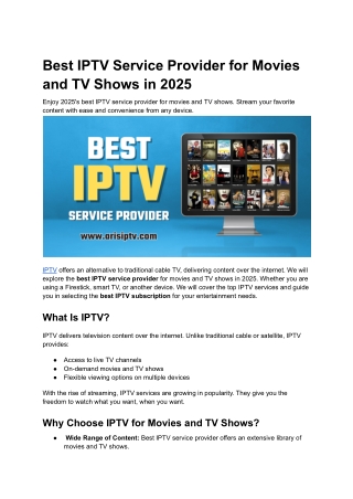 Best IPTV Service Provider for Movies and TV Shows in 2025