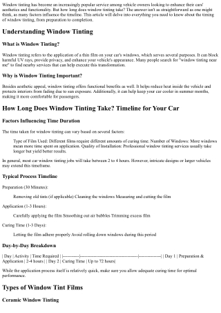 How Long Does Window Tinting Take? Timeline for Your Car