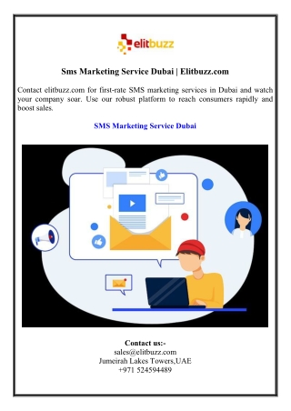 Sms Marketing Service Dubai  Elitbuzz.com