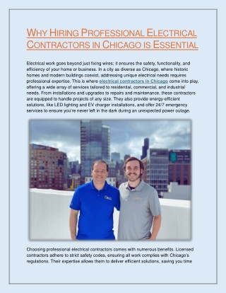 Why Hiring Professional Electrical Contractors in Chicago is Essential