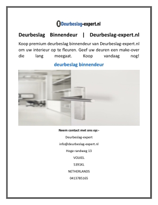 Deurbeslag Binnendeur  Deurbeslag-expert.nl