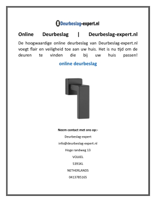 Online Deurbeslag  Deurbeslag-expert.nl
