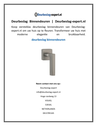 Deurbeslag Binnendeuren  Deurbeslag-expert.nl