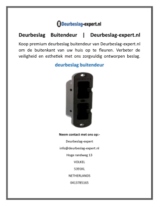 Deurbeslag Buitendeur  Deurbeslag-expert.nl