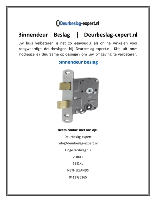 Binnendeur Beslag  Deurbeslag-expert.nl