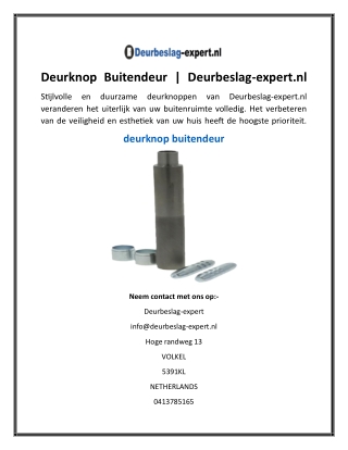 Deurknop Buitendeur  Deurbeslag-expert.nl