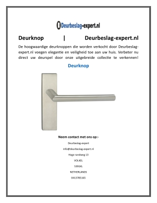 Deurknop  Deurbeslag-expert.nl