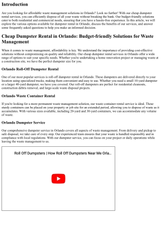 Cheap Dumpster Rental in Orlando: Budget-pleasant Solutions for Waste Management
