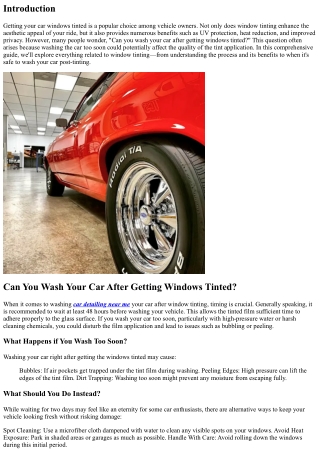 Can You Wash Your Car After Getting Windows Tinted?