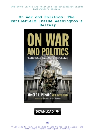PDF Books On War and Politics The Battlefield Inside Washington's Beltway