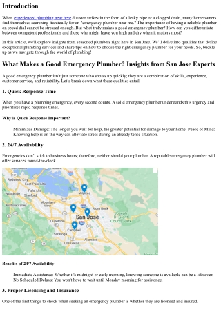 What Makes a Good Emergency Plumber? Insights from San Jose Experts