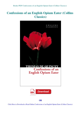 Books PDF Confessions of an English Opium Eater (Collins Classics)