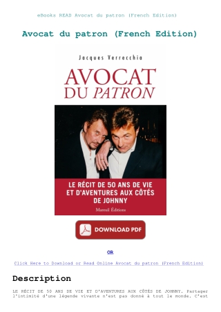 eBooks READ Avocat du patron (French Edition)