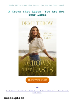 Books PDF A Crown that Lasts You Are Not Your Label