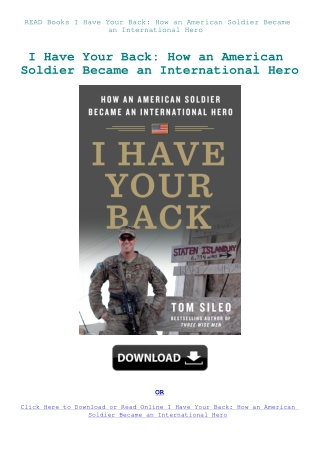 READ Books I Have Your Back How an American Soldier Became an International Hero