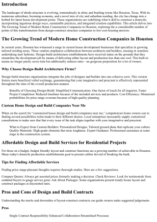 The Growing Trend of Modern Home Construction Companies in Houston