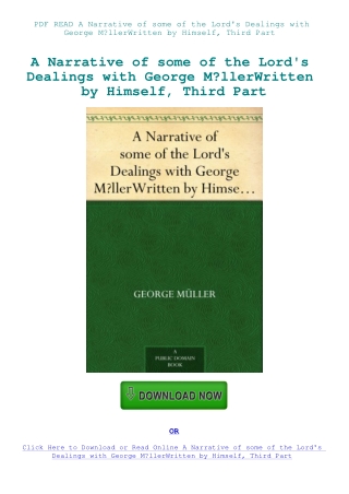 PDF READ A Narrative of some of the Lord's Dealings with George MllerWritten by Himself  Third Part